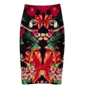 Ted Baker London Tropical Toucan Print Dycon Pencil Skirt Size 4